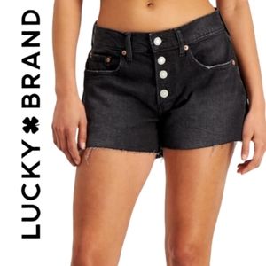 Lucky Brand Mid-Rise Button Front Boyshorts in Black Dialogue 25